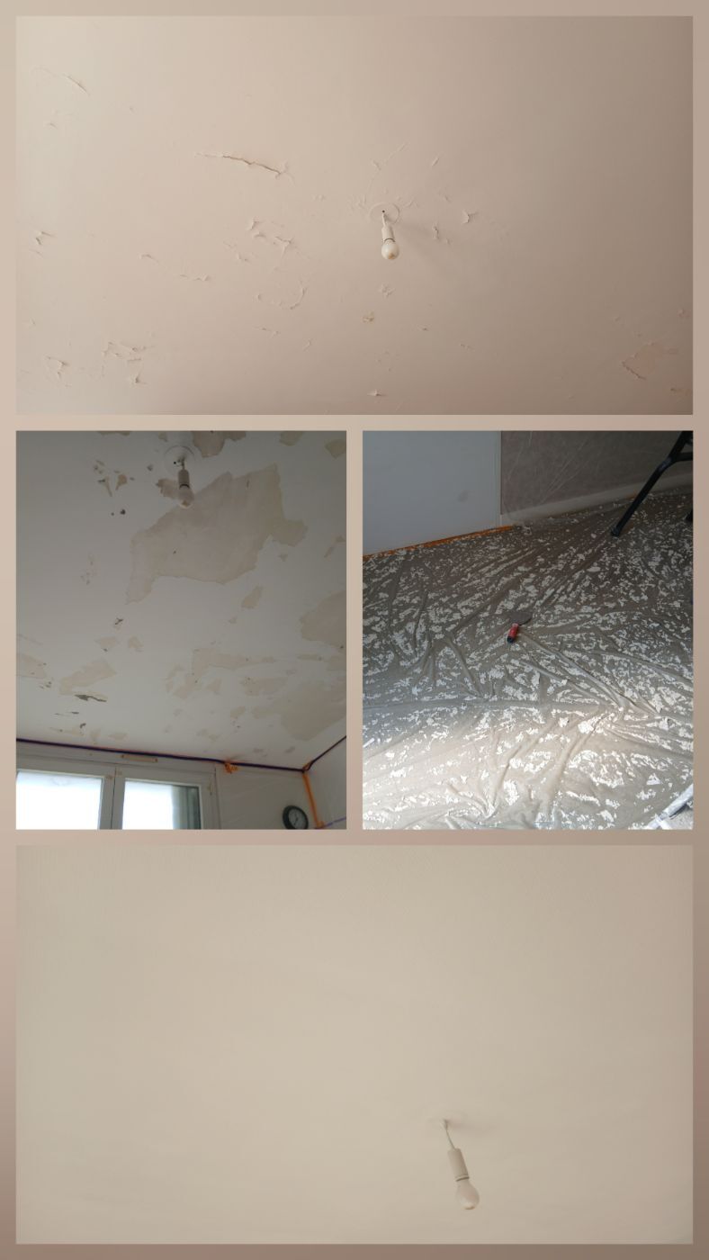 Plafond écaillé remis à neuf